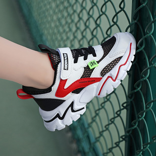 Winter Leather Cotton Shoes for Children Warm Waterproof Lightweight Cross-border Boy's Velcro Outdoor Sports Running Shoes