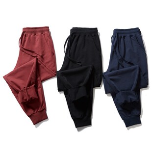 Trendy Brand Large Size Men's Summer Solid Color Large Size Sports Sweatpants Loose Plus Size Large Size Simple Leg-toe Fashion Sweatpants