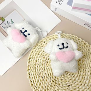 Cross-border White Love Puppy Pendant Cute Doll Keychain Pendant Birthday Gift Plush Toy Pendant