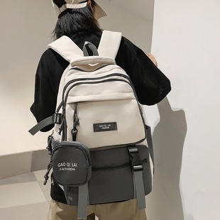 Trendy Cool Cross-border Large Capacity Backpack Junior High School Senior high school College Student Schoolbag Simple Casual Bag Travel Backpack