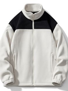 2023 new cold-proof warm fleece coat for men and women with color matching polar fleece single coat outdoor winter warm coat
