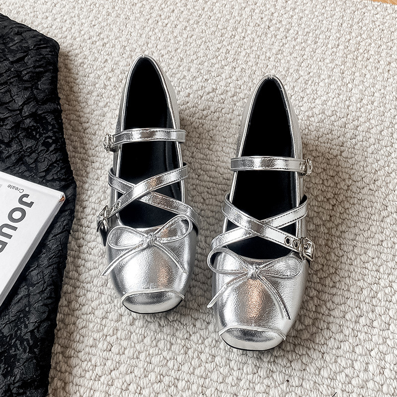 35A-E2 Height-Increasing Mary Jane Shoes 2026 New Retro Square-Toe Ballet Shoes French Style Shallow Mouth Single Strap Women's Shoes