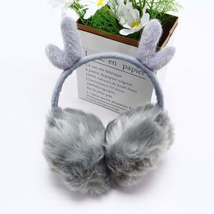 New antler earmuffs winter earmuffs cartoon cute cartoon plush hair ring female student Korean style fleece-lined autumn and winter