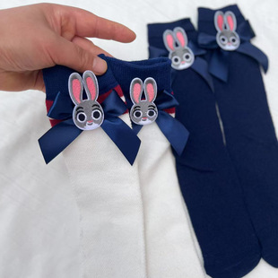 Girls socks rabbit police officer children college style jk lolita calf socks summer mesh foreign style cotton socks wholesale