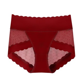 Autumn and Summer Traceless Underwear Women's Sexy Wave Dot Mesh Pure Cotton High Waist Ice Silk Japanese Briefs Shake Tone Explosions