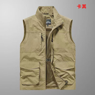 Business multi-pocket vest custom printing logo stand collar photography group tooling men's outdoor overalls embroidery