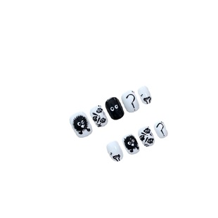 Hand-made Finished Nail Art Short Hand-painted Cute Plush Coal Ball Nail Armor