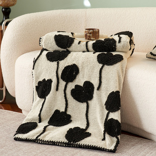 Four Seasons Blanket Cotton Velvet Double-sided Jacquard Blanket Nap Office Sofa Blanket Autumn and Winter Thickened Abbey Blanket