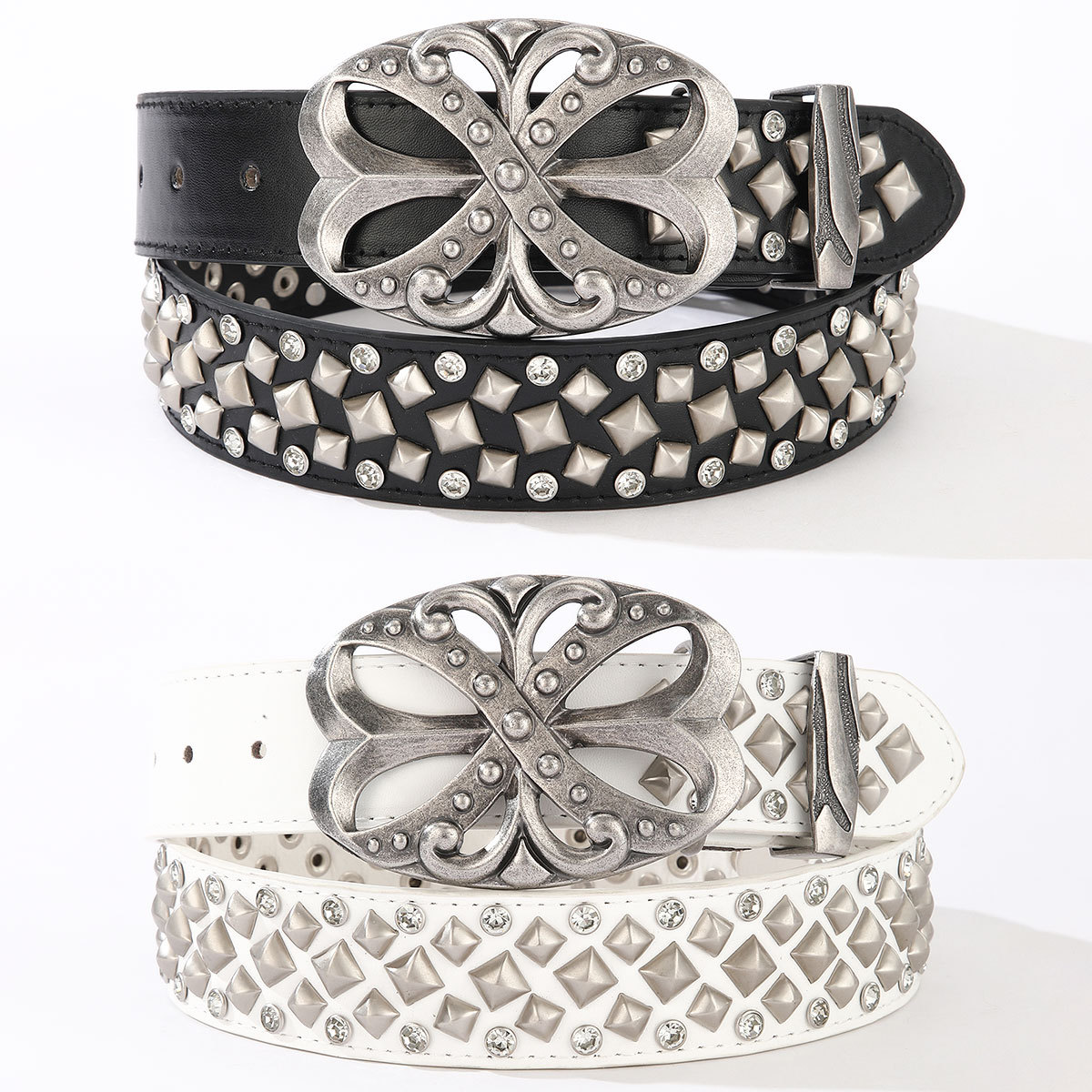2026 New Style Belt with Heavy Metal Rivets, Pyramid Punk Street Hip-Hop Y2K Unisex Belt
