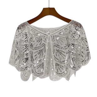 All-Match Lace Thin Beaded Shawl Mesh Sequins Short Dress Waistle Poncho Small Cardigan Decorative Exterior