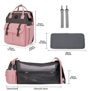 2021 New Folding Lightweight Multifunctional Baby Bag Waterproof Portable Backshoulder Crib Bag Cross-border Mummy Bag Bed