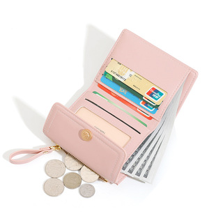 Student simple multi-functional wholesale Certificate ins wallet cross-border short fashion tri-fold women's folding coin purse