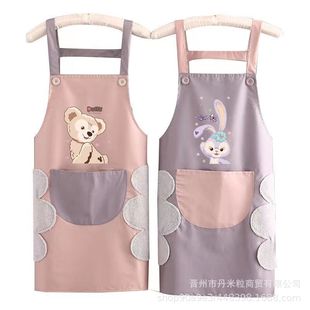 Apron household kitchen waterproof oil-proof women's summer thin work clothes cute western style work waist can be fixed for men