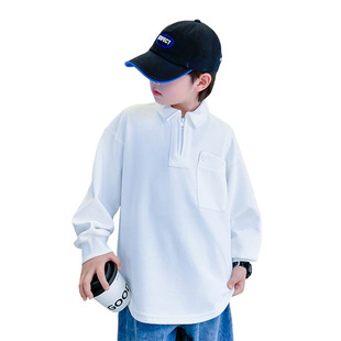 Boys' Spring Sweatshirt 2025 New Style Boys' Trendy Brand Top Clothes Spring Mid-Autumn Korean Polo Shirt