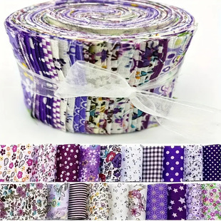 Cross-border foreign trade new cotton purple patchwork jelly roll quilted patchwork small cloth strips, small pieces of cloth