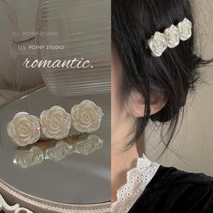 Vintage Camellia Flower Hairpin One-character Clip Temperament Gentle All-match Bangs Clip Side Clip Headwear Internet Celebrity New Fashionable