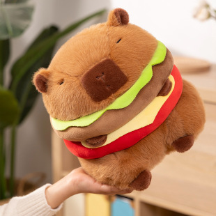 New Kapibala Capybara Pillow Plush Doll Toast French Fries Hamburger Pillow Internet Celebratory Birthday Gift