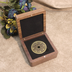 Wooden Medal Box Silver Medal Badge Black Walnut Packaging Gift Box Commemorative Coin Storage Box Collection Display Box