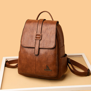 Korean Style New Fashionable pu Soft Leather Lightweight Women's Backpack Casual Large Capacity Student Schoolbag Travel Small Backpack