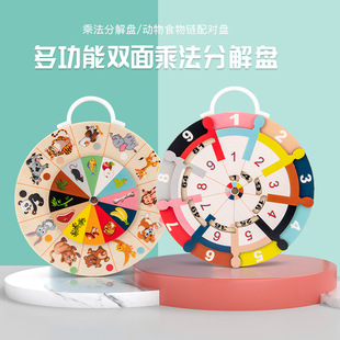 Children's multiplication decomposition disc teaching animal pairing 0.2 children's turntable wooden toys