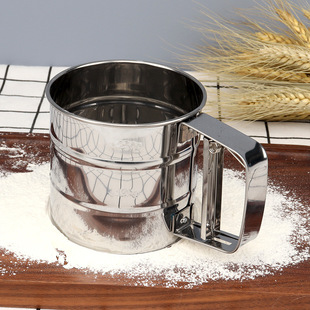 Stainless steel powder sifter ultra-fine flour sieve baking filter screen household handheld semi-automatic mesh cup-shaped powder screen
