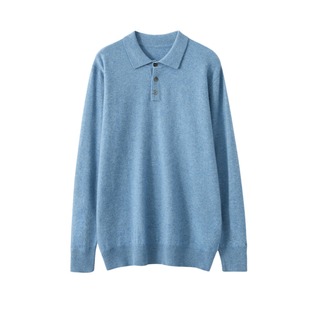 Autumn and Winter new cashmere men's POLO shirt collar loose plus size long sleeve solid color sweater knitted bottoming sweater men