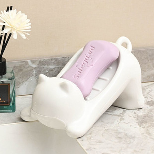 Cartoon Cat Plastic Soap Box Creative Cute Bathroom Soap Box Storage Rack Bathroom Drain Soap Dish Holer