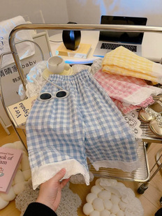 Summer Pajama Pants Baby Girl Sweet Lace Thin Casual Trousers Children's Home Pants Outer Wear Anti-mosquito Trendy Pants