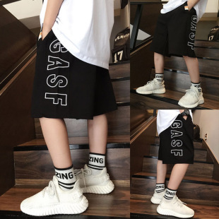 2024 summer clothing Japanese fashionable boys' medium and big children's printed letter shorts fashionable fashionable hip hop shorts thin