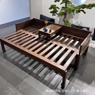 Elm Old Elm Luohan Bed Solid Wood Sleeping Bed New Chinese-style Multifunctional Sofa Simple Zen Single-person Log Small Bed