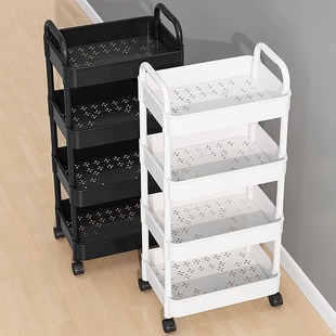 Movable Vegetable Storage Rack Household Living Room Single Arm Trolley Storage Rack Multi-Layer Floor Storage Rack