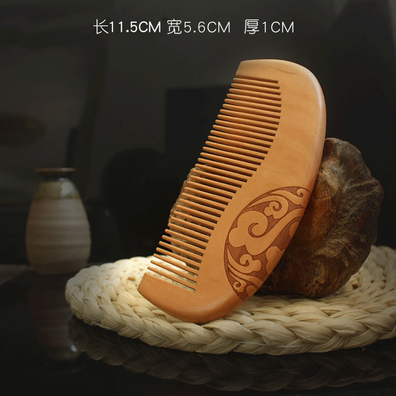 Natural peach wood comb sandalwood comb female and male household electrostatic head meridian massage comb a generation of hair