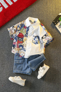 Boys' Summer Shirt suit 2025 New Style Baby Short-sleeved Clothes Boys Children's Summer Ripper Handsome Children's Clothes