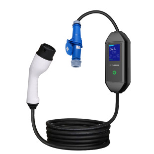European standard new energy car charger electric gun blue industrial plug CEE portable 32A adjustable current with screen with car charger