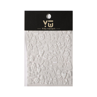 YITU Ant Figure Christmas Series Nail Art Stickers Christmas Tree Snowflake Elk Love Garment Nail Decoration YT3750