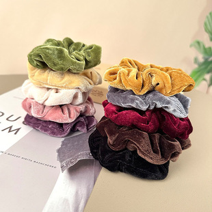 Flannel large intestine ring solid color simple hair band hair accessories hot selling French girl headdress Internet celebrity ball head hair rope