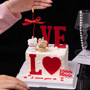 520 День Святого Валентина торт украшение красный love Акрил милый ремонт собаки пара день рождения исповеди плагин для одевания