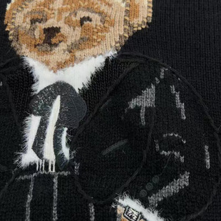 Jiayi stire 24 Winter New Nanyou High-quality Bow Suit Bear Embroidered Wool Blended Sweater