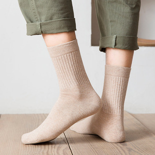 Autumn and winter socks wholesale men's socks colored spun combed cotton socks simple solid color men's casual tube socks