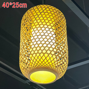 Z6FU wholesale bamboo lantern red yellow chandelier hand-woven led luminous decoration restaurant door hot pot restaurant