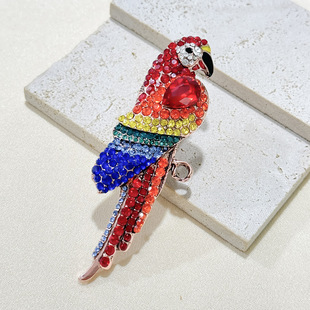 Vintage Parrot Brooch All-match Animal Big Chest Flower and Bird Coat Clothing Accessories European and American Popular Exaggerated Brooch