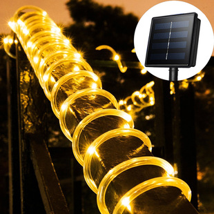 Солнечная световая гирлянда 200LED прозрачная трубка струнный светильник Открытый сад декоративный цветной свет 8-секционный мигающий свет медный провод свет