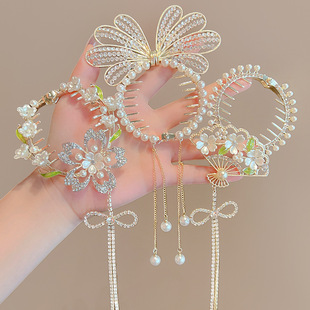 Advanced Sense Tassel Wind Bell Butterfly Metal Hollow Shark Claw Hair Clip Children's Head Half Tie Hair Grab Clip Headwear