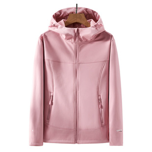 Outdoor Soft Shell Jacket for Men and Women Couple Autumn and Winter Windproof Waterproof Velvet Warm Hooded Jacket Jacket