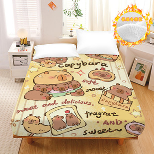 Kapi Barakatong Crystal Velvet Bed Hat Cute Dolphin Winter Coral Velvet Girl Bedroom Mattress Protection Cover