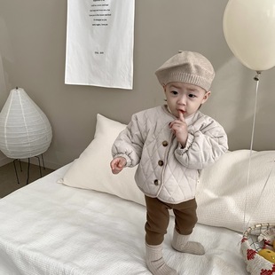 Boys' winter thickened coat baby outwear 2023 autumn and winter Korean style children's clothing baby cotton-padded coat