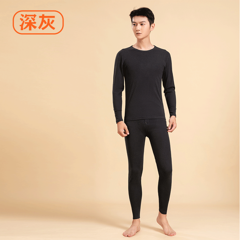 Autumn and winter German velvet thermal underwear suit round neck thermal clothing fleece-lined heat storage autumn clothing pants factory wholesale custom