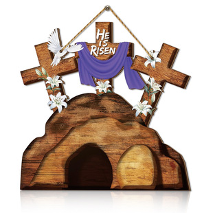 cross-border temu new home decoration easter cross wooden logo creative decoration card