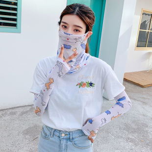 Summer sun protection mask towel sleeve Ice Silk breathable veil cover full face neck protection female ear neck arm protection ice sleeve