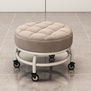 Low Stool with Wheels Household Quiet Pulley Stool Beautiful Seam Stool for Wipe Foot-wiping Foot-wiping Foot-walking Universal Wheel Small Stool with Baby Artifact